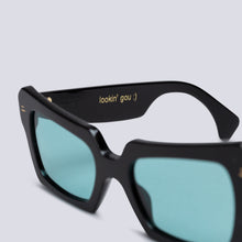 Load image into Gallery viewer, &#39;PG01&#39; - BLACK FRAME WITH AQUA LENS